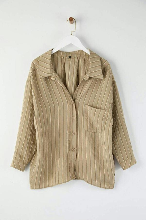WOVCOR Striped Oversize Textured Shirt