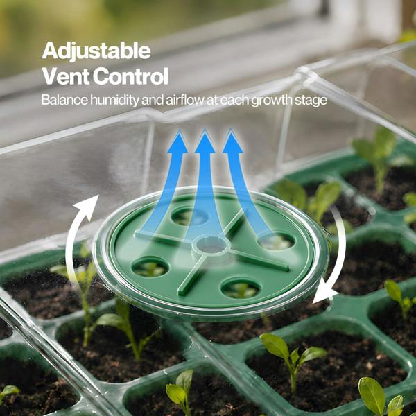 TOQUE Seed Trays 5Pc Clear View With Lids 40 Cell Propagators For Plants Green