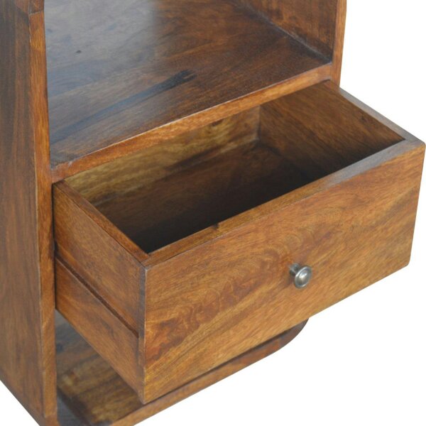 Wyld Haus Bologna Chestnut Mango Wood Curve 2 Drawer Bedside Table