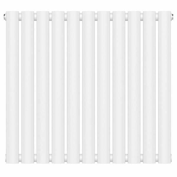 MYHOMEWARE White 660 x 600 mm Modern Horizontal Column Designer Radiator Oval Single Panel Radiator Heater