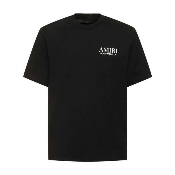 Amiri Hollywood Bones Stacked Logo T-Shirt   in  Black