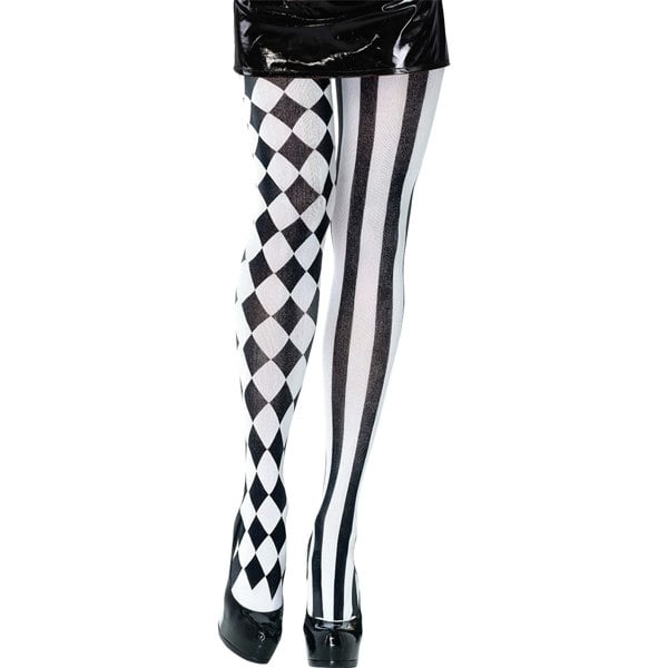 Bristol Novelty Women's Harlequin Tights - White/Black