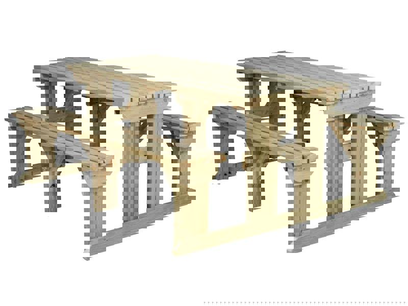 Abies Picnic Table and Benches Set - Wooden Outdoor Dining Set for Gardens and Patios