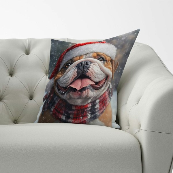 Warren Reed Christmas Bulldog Cushion