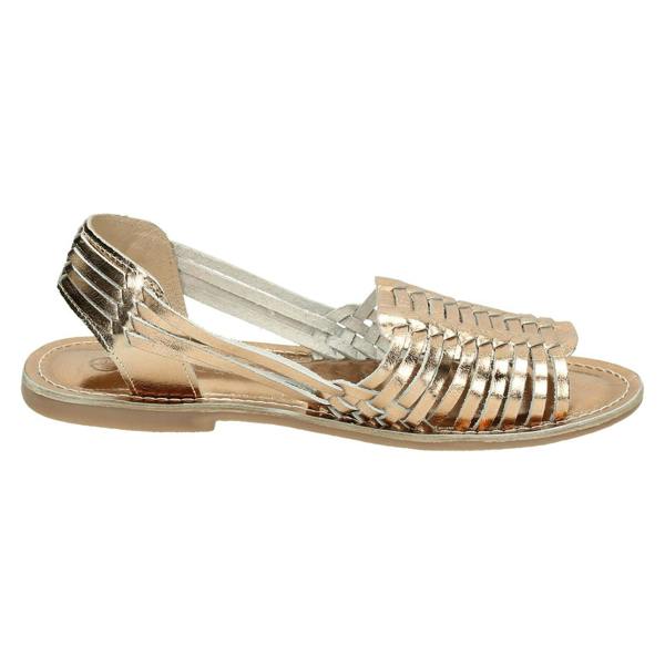 Leather Collection Ladies Leather Collection Flat Weaved Slingback Sandal