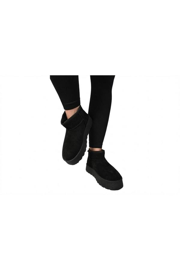 Jazlyn Faux Fur Lined Ankle Platform Mini Boots - Black_wb