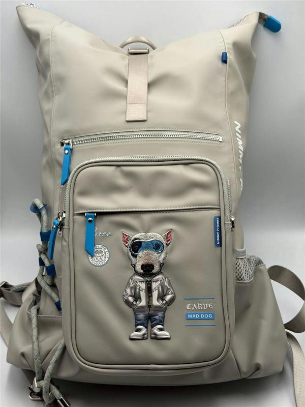 Nimmy Friends Nimmy Cool & Cute 2.0 Blue Terrier Dog Laptop Backpack with Detachable Pouch Grey - N-KM-DNBB-019
