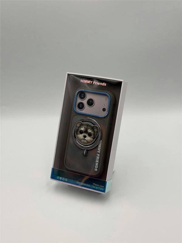 Nimmy Friends Nimmy Big Eye Cute Pet Yorkie Dog Face Case with Detachable MagSafe Grip for iPhone 17 Pro 6.3" Grey Blue - N-XDY-CXZJZH-IP17-PRO-027