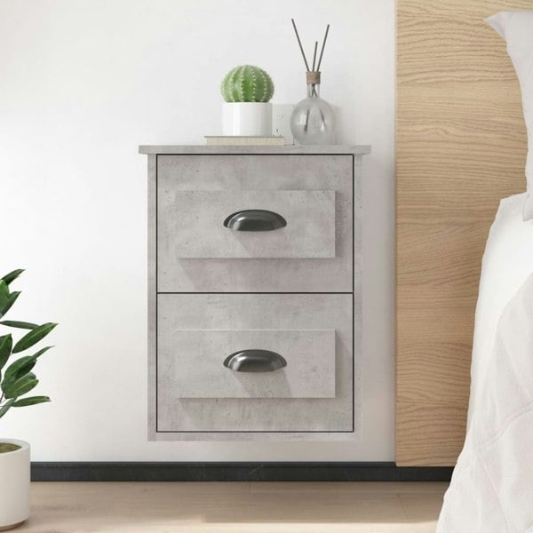 Berkfield Wall-mounted Bedside Cabinet Concrete Grey 41.5x36x53cm