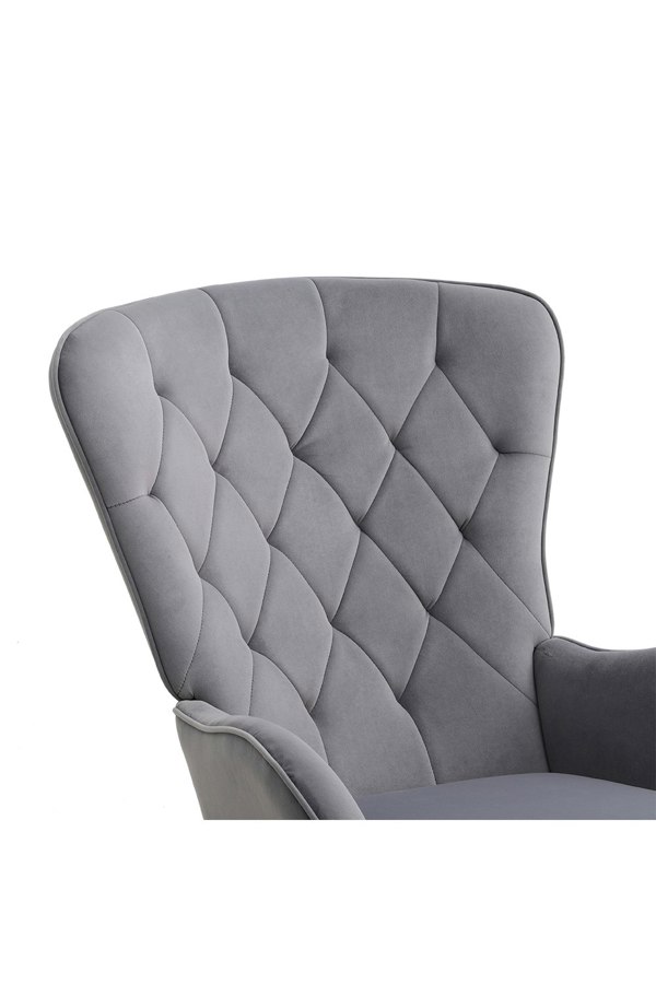Living and Home Grey Modern Diamond Check Tufted Velvet Rocking Chair