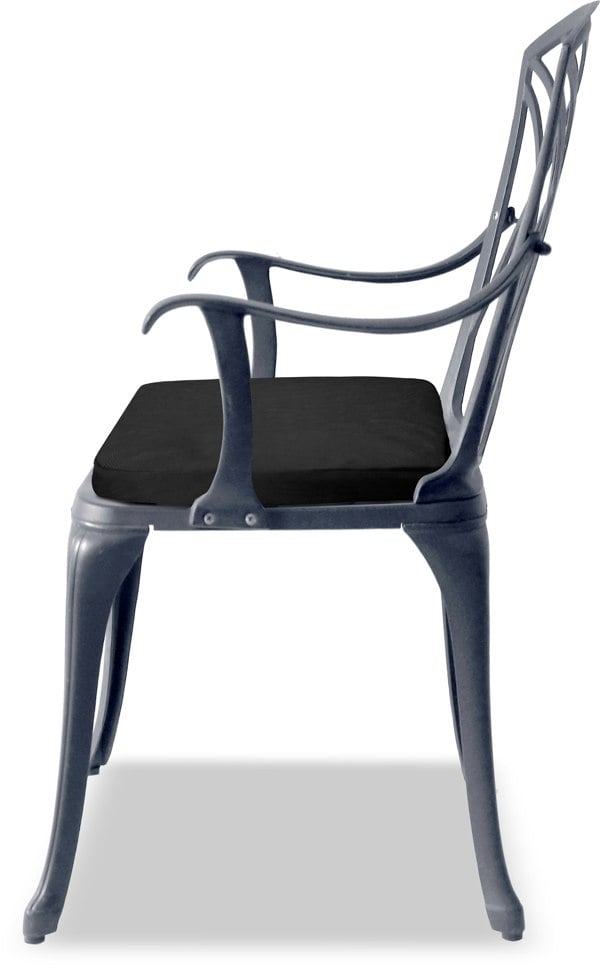Centurion Supports OSHOWA Luxurious Garden and Patio Table and 2 Large Chairs with Armrests Cast Aluminium Bistro Set - Grey with Black Cushions