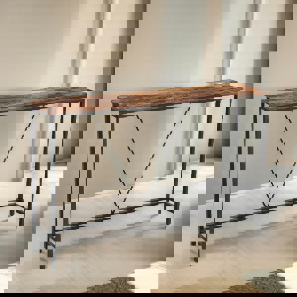 Rafaelo Mobilia 120CM Wide Industrial Console Hallway Table Brown