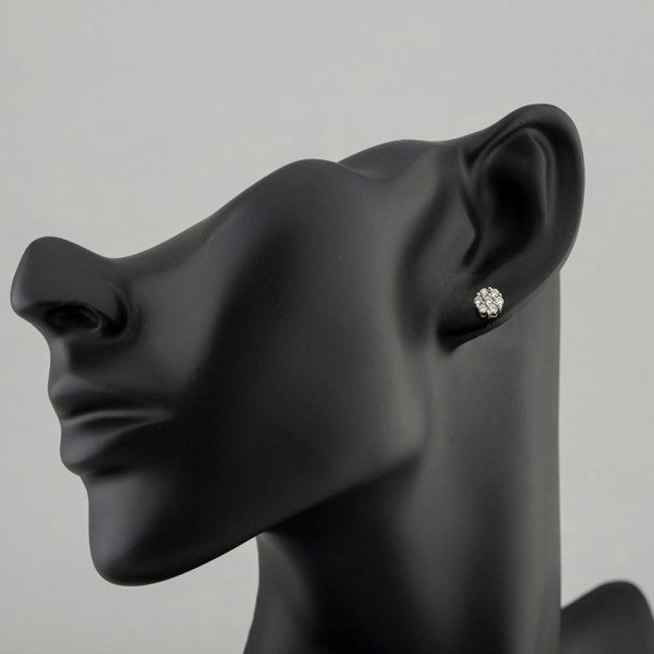 T. H. Baker 9ct White Gold 0.50ct Brilliant Cut Diamond Cluster Stud Earrings TH0123798