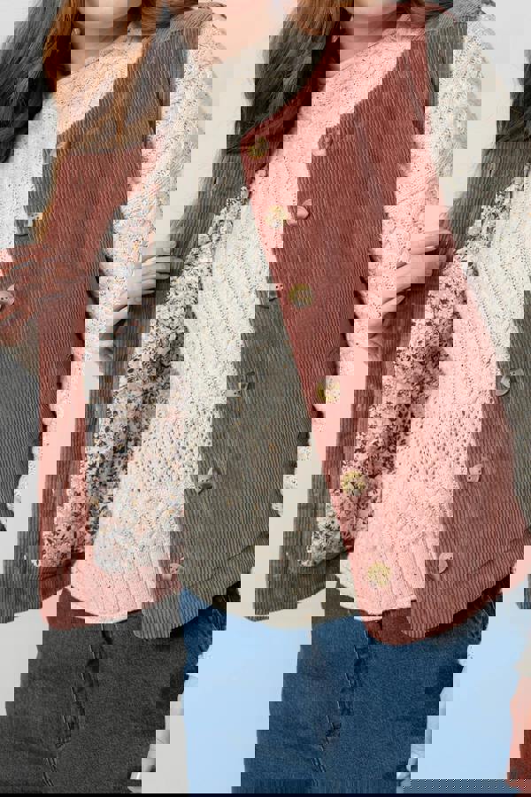 Lily & Me Dusk Stretch Cotton Jumbo Cord Gilet Antique Rose