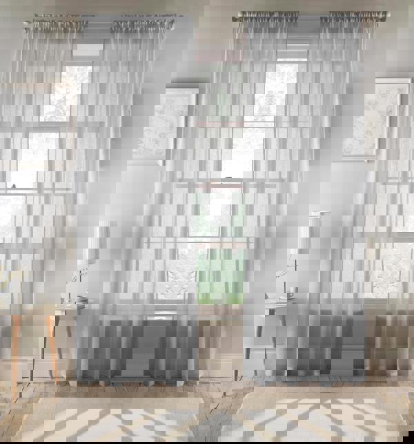 Tyrone Textiles Eden Recycled Eco Friendly Linen Look Plan Voile Panel Pair with Rod Pocket- Ready To Hang