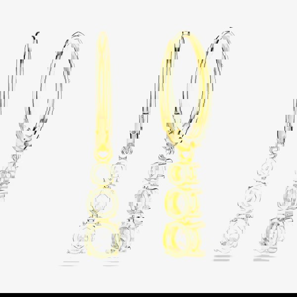 Swarovski Stilla Attract Gold Tone Plated White Zirconia Drop Hoop Earrings 5723300