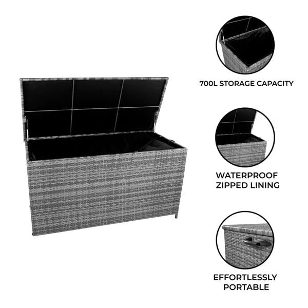 Jardi Rattan Cushion Storage Box 700L - Grey