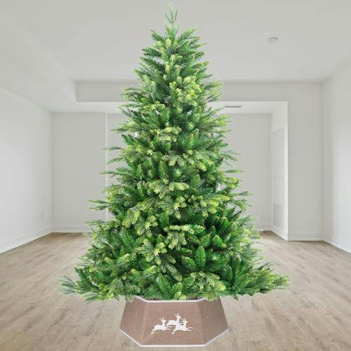 26.8 Inch Hexagonal Fabric Christmas Tree Collar in Beige for a Neat Festive Finish image 7