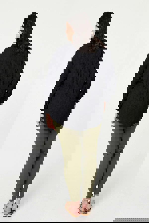 Black | Curve Floral Textured Relaxed Blouse