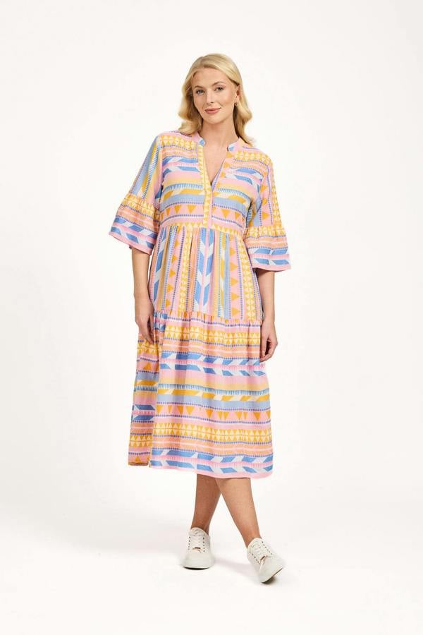 Mudflower Aztec Print Midi Dress