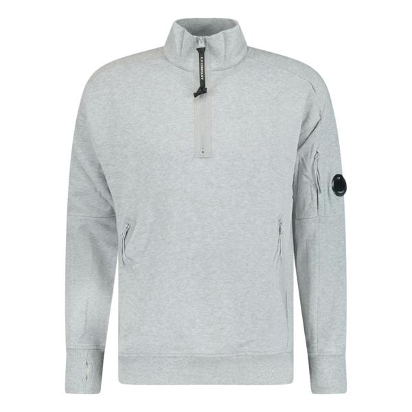 CP Company Lens Quarter Zip Sweatshirt Grey - chancefashionco