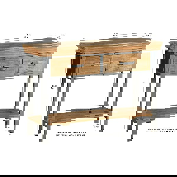 IH Design Dunphy Industrial 2 Drawer Console Table