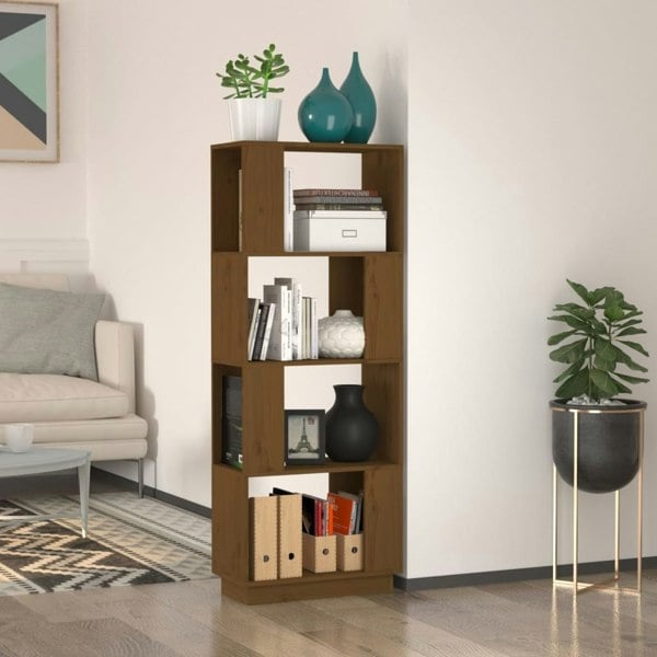 Berkfield Book Cabinet/Room Divider Honey Brown 51x25x132 cm Solid Wood Pine