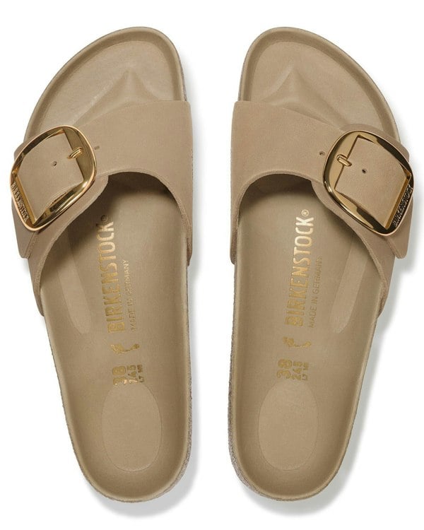 Birkenstock Madrid Big Buckle Oiled Leather Womens Sandals - Tobacco Brown - CHO - Designer Womens Sandals