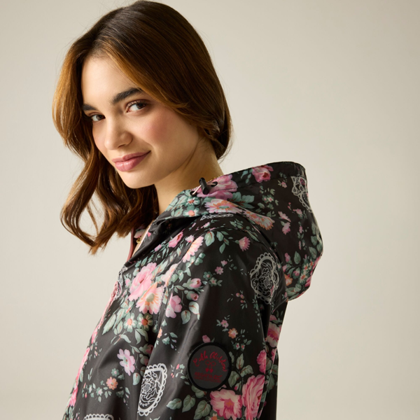 Regatta Womens Cath Kidston Hackney Rose Waterproof Shell Jacket - Black