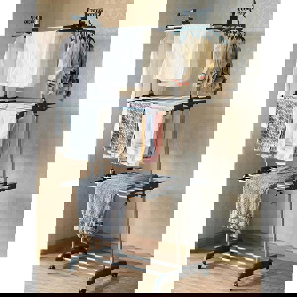 Gr8 Home Large Tower Clothes Airer 3 Tier Folding Drying Rack Towel Dryer Laundry Horse