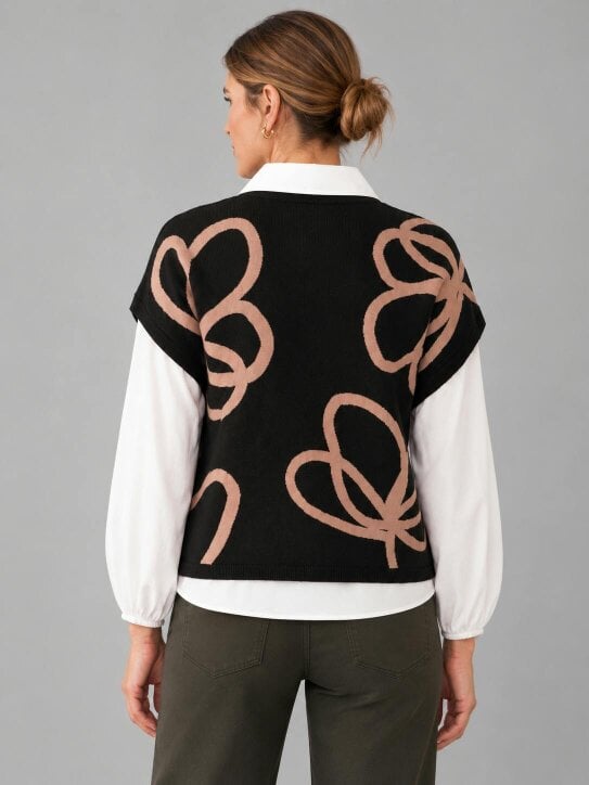 VIZ-A-VIZ Floral Mock Shirt Jumper