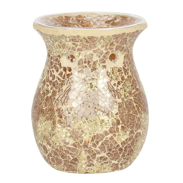 Serano Large Gold Crackle Glass Oil Burner and Wax Warmer