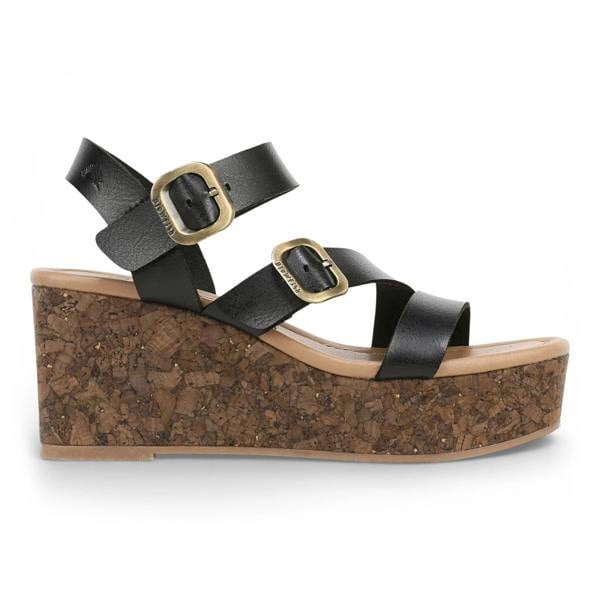 Blowfish Malibu Ali - Women's Black Wedge Strappy Espadrille Heel Sandals