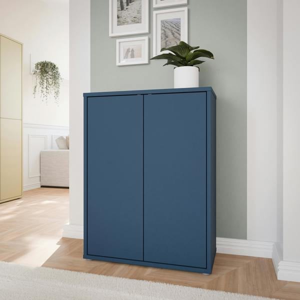 Furniture To Go Alice Springs Shoe Cabinet with 2 Doors Push-to-Open in Night Blue