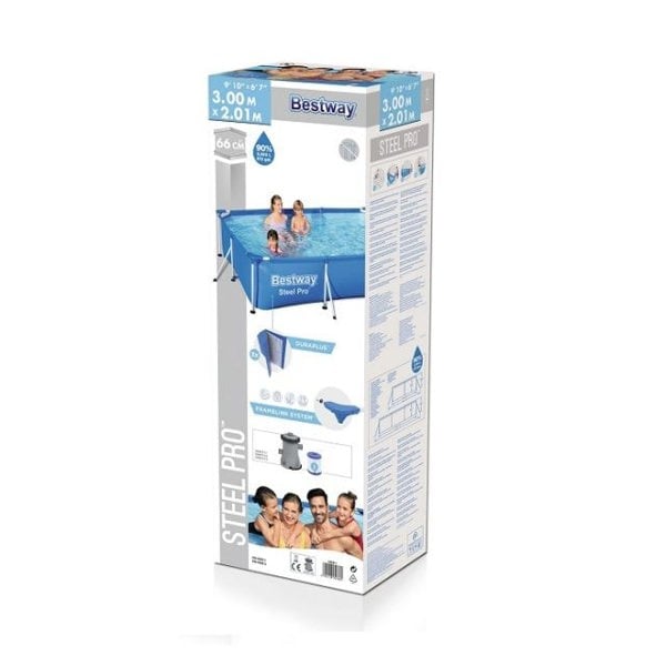 Bestway Rectangular Steel Frame Pool Set 9FT With Filter Pump