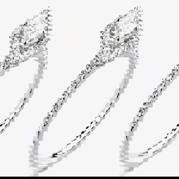 1888 Collection Platinum Princess Cut 0.77ct Diamond Halo Cluster Ring RC2022