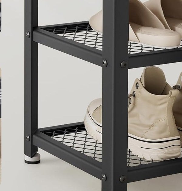 Modcraft Industrial Style Shoe Bench with 2 Shelves and Steel Structure