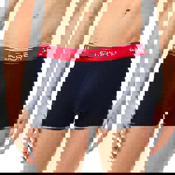 Lacoste 3 Pack Cotton Stretch Logo Trunks Navy Blue/Green/Red