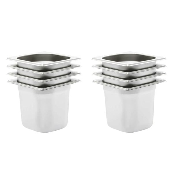 Berkfield Gastronorm Containers 8 pcs GN 1/6 150 mm Stainless Steel
