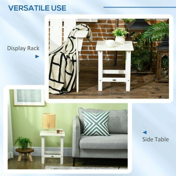 Bobobiy Square Coffee Table, HDPE Tabletop and Frame for Porch, Garden, Side Table, 38 x 38 x 46 cm, White