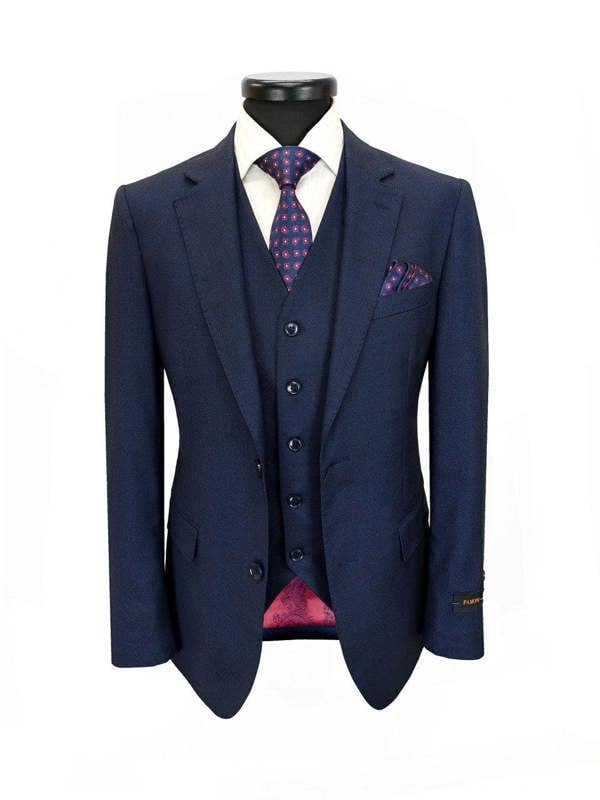 Navy Blue 2 Button 3-Piece Slim Fit Suit