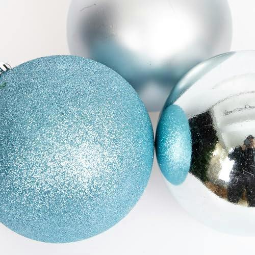 Shatchi 15cm Christmas Baubles Shatterproof Light Blue Set of 3 Tree Decorations