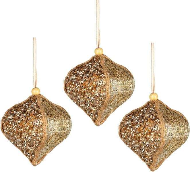 10.5cm Gold Sequin Bauble Hanging Decorations, 3 Pack for Festive Tree Styling image 5