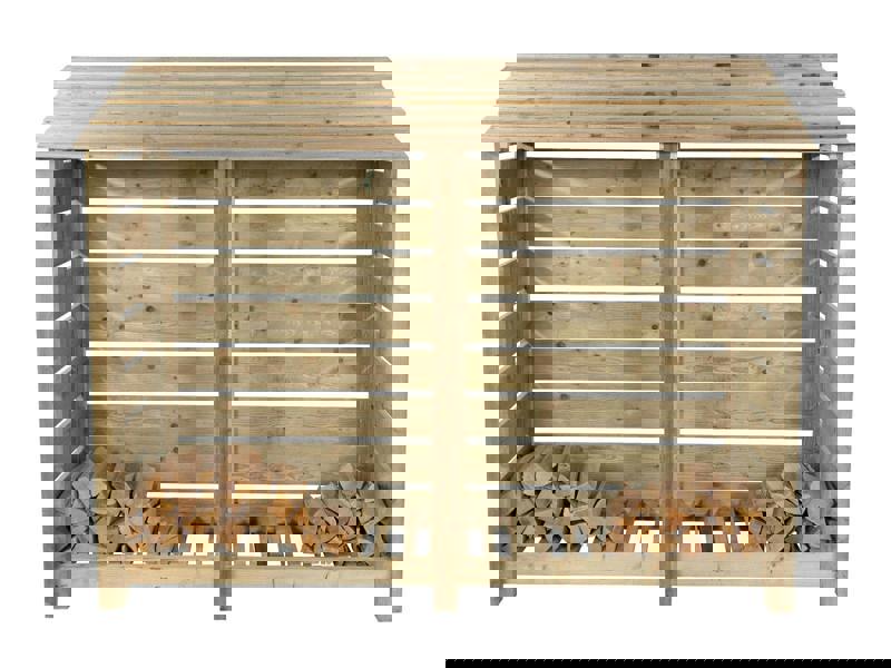 Arbor Garden Solutions Slatted Wooden Log Store W-227cm, H-126cm or 180cm, D-88cm