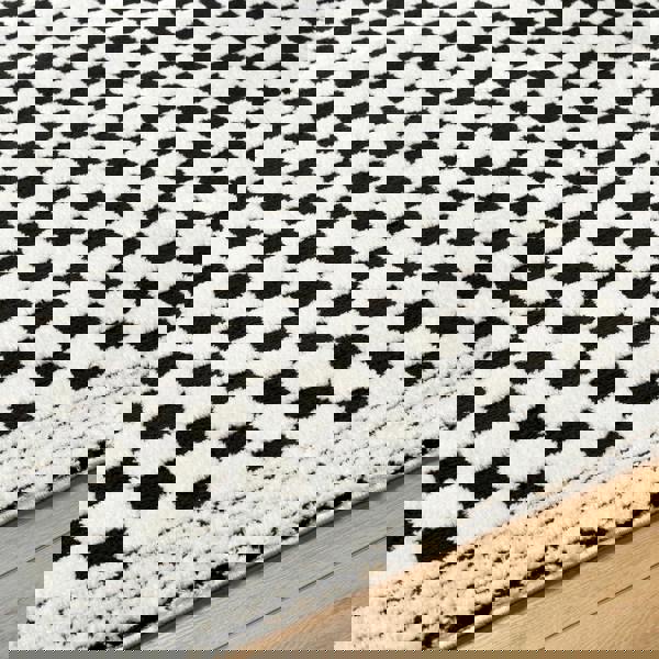 Livabliss Freud-Modern Ivory Black High Pile Checkered Rug