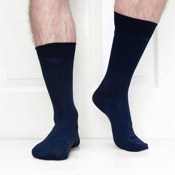 Jemsox 4 Pack - Premium Fine Ribbed Men’s Wedding & Formal Socks – Navy Blue