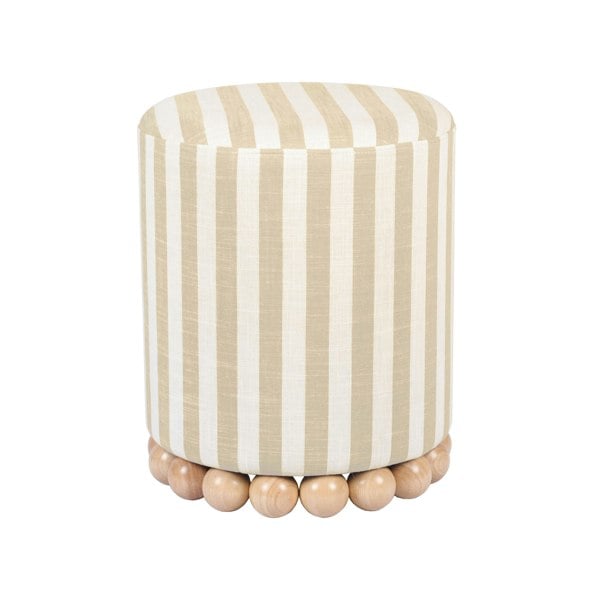 Furniture Edit Dex Beige Striped Linen Ottoman Footstool