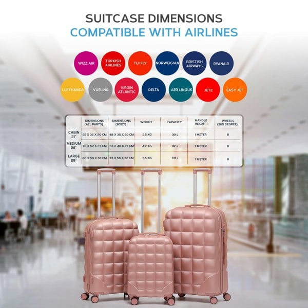 Flight Knight Set of 3 Hard Case Bubble Design Check-in Size Suitcases Hold Luggage