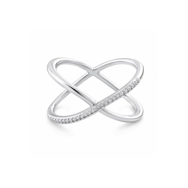 Spero London Sterling Silver Pave X Ring