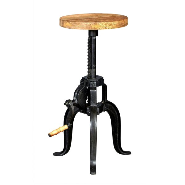Wyld Haus Yllas Industrial Small Wood and Metal Crank Side Table